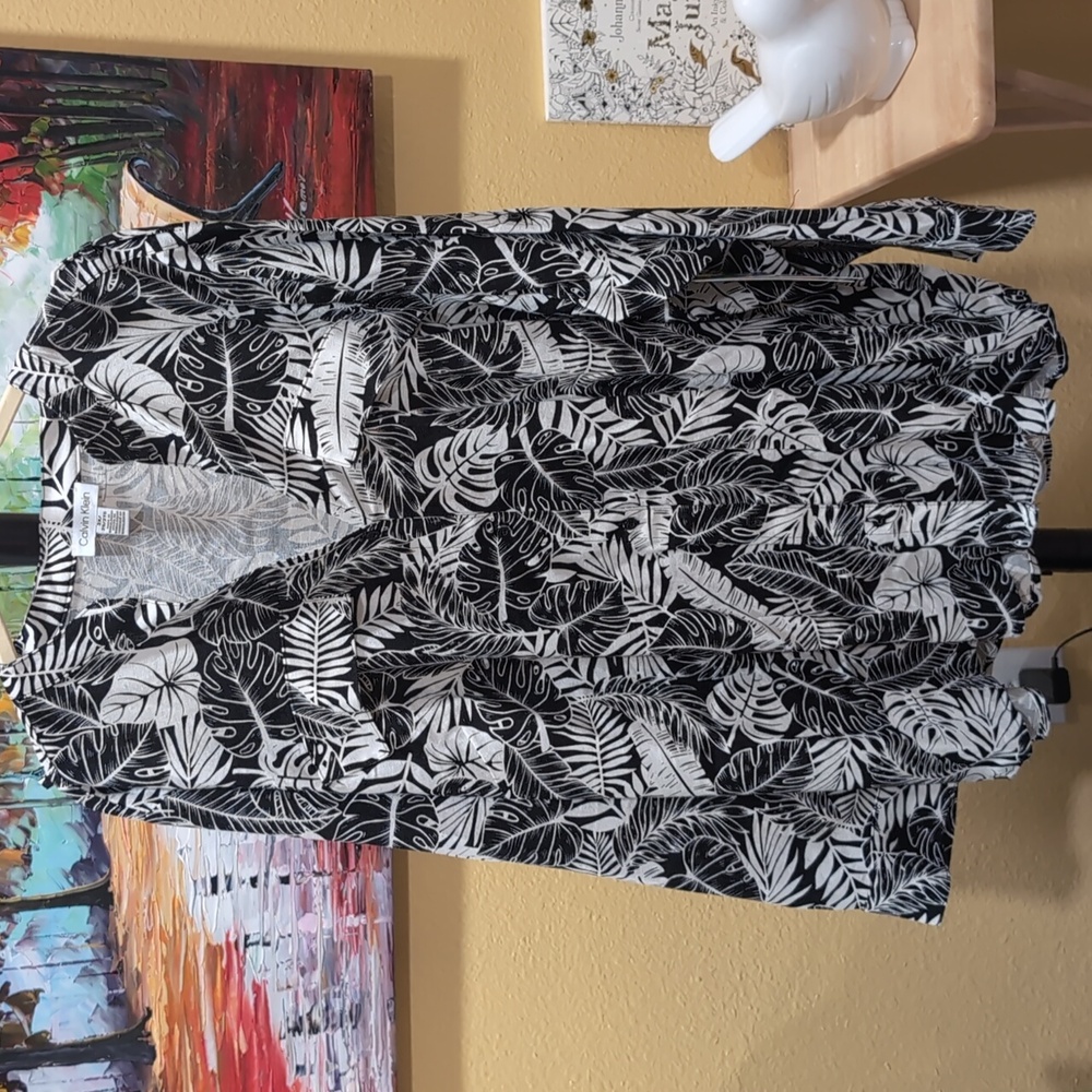 CALVIN KLEIN LINEN BLEND TOP NWT 2X